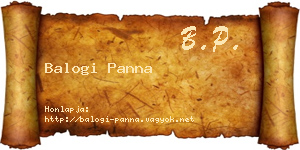 Balogi Panna névjegykártya